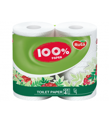 Туалетная бумага двухслойная 4рул/уп Ruta целлюлозная белая
