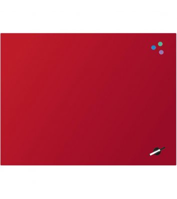Доска стеклянная магнитно-маркерная 90х120см красная, Axent