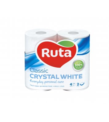 Туалетная бумага двухслойная 4рул/уп Ruta Classic целлюлозная белая