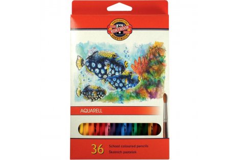 Олівці кольорові акварельні 36шт шестигранні "Mondeluz Рибки", KOH-I-NOOR