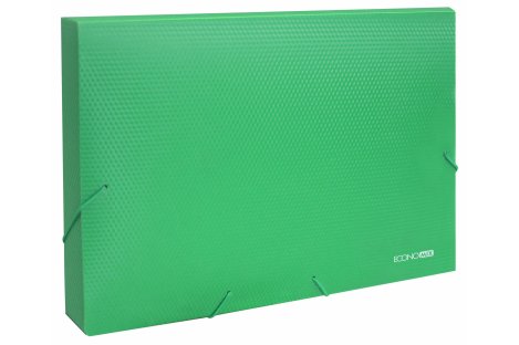 Папка-бокс А4 20мм пластиковая на резинках зеленая, Economix