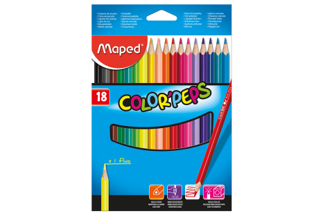 Олівці кольорові 18шт тригранні Color Peps Classic, Maped