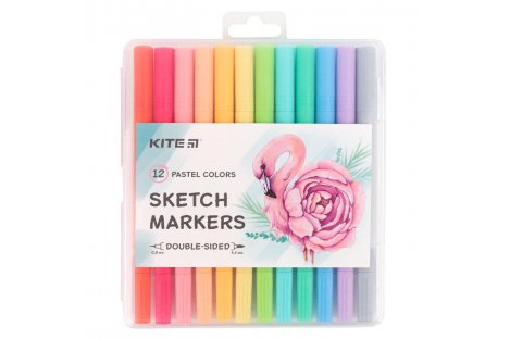Скетч маркери 12 кольорів Pastel, Kite