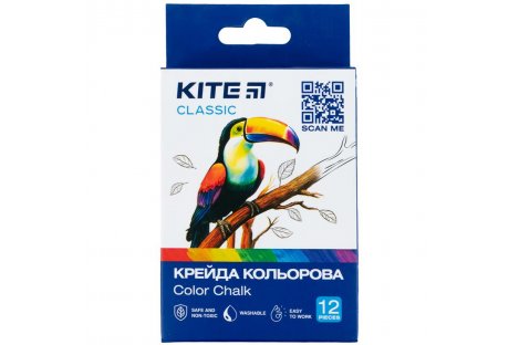 Крейда кольорова 12шт Classic. Kite