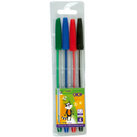 Набір кулькових ручок  4 кольори 0,7мм, Zibi