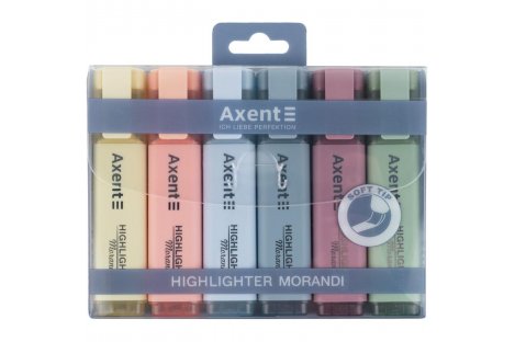 Набір текстових маркерів Highlighter Morandi 6 кольорів, Axent