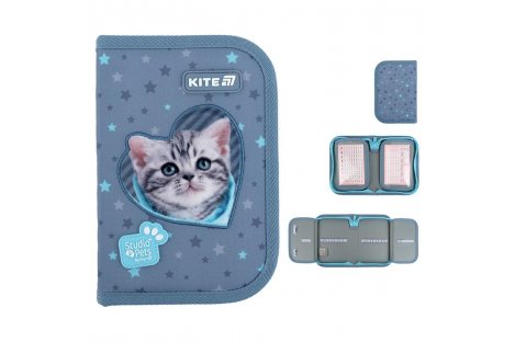 Пенал твердий "Studio Pets" на блискавці 1 відділення 2 розвороти, Kite
