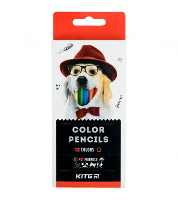 Олівці кольорові 12шт шестигранні "Dogs", Kite