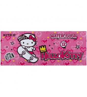 Акварель 12 цветов медовая без кисточки "Hello Kitty", Kite