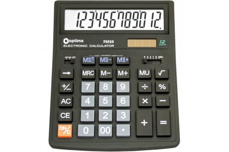 Калькулятор 12 розрядів бухгалтерський 200*154*36мм, Optima