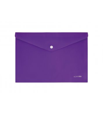 Папка-конверт А4 на кнопці пластикова непрозора фіолетова, Economix