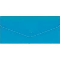 Папка-конверт E65 на кнопці пластикова прозоора синя, Economix