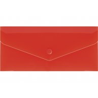 Папка-конверт E65 на кнопке пластиковая прозрачная красная, Economix