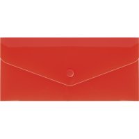 Папка-конверт E65 на кнопке пластиковая прозрачная красная, Economix
