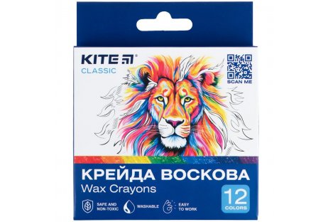 Мел восковый цветной 12шт Classic , Kite