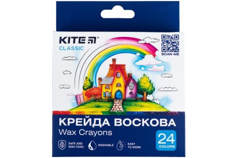 Мел восковый цветной 24шт Classic, Kite