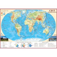 Физическая карта мира 65*45см картонная