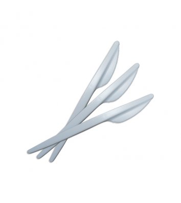 Ножі одноразові пластикові білі 17см 100шт 2,1г, А