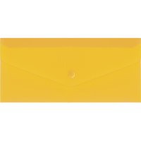 Папка-конверт E65 на кнопке пластиковая прозрачная желтая, Economix