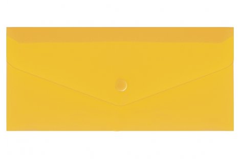 Папка-конверт E65 на кнопці пластикова прозора жовта, Economix