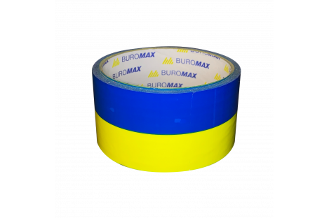 Стрічка клейка 48мм*35м пакувальна жовто-блакитна, Buromax