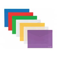 Папка-конверт А3 на кнопці пластикова прозора асорті, Economix