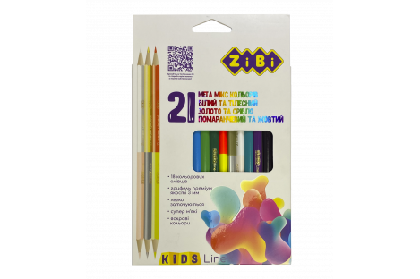 Карандаши цветные 21шт трехгранные Kids Line, Zibi