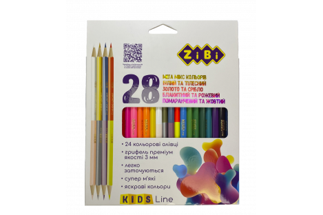 Карандаши цветные 28шт трехгранные Kids Line, Zibi