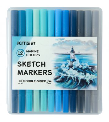 Скетч маркери 12 кольорів "Marine", Kite