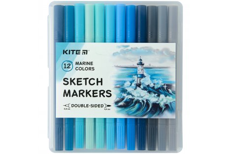 Скетч маркери 12 кольорів "Marine", Kite