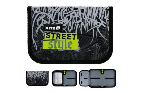 Пенал твердий "Street Style" на блискавці 1 відділення 1 розворот, Kite
