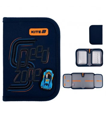 Пенал твердий "Speed Zone" на блискавці 1 відділення 2 розвороти, Kite