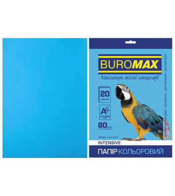 Бумага А4  80г/м2  20л цветная интенсивный светло-синий, Buromax