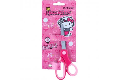 Ножницы детские 15см пластиковые ручки с резиновыми вставками розовые, Kite
