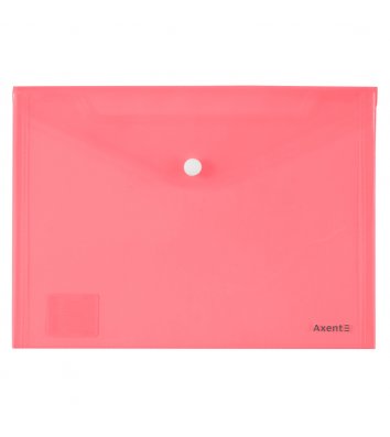 Папка-конверт А4 на кнопке пластиковая прозрачная красная, Axent