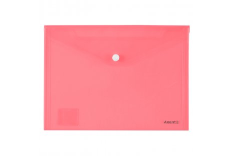 Папка-конверт А4 на кнопке пластиковая прозрачная красная, Axent
