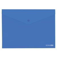 Папка-конверт А4 на кнопке пластиковая прозрачная синяя, Economix