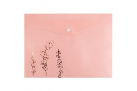 Папка-конверт А4 на кнопке пластиковая Peachy Mood светло-розовая, Axent