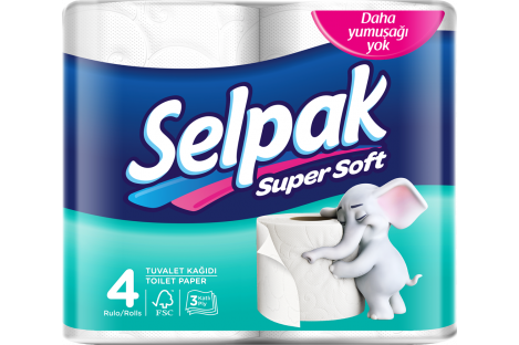 Папір туалетний тришаровий 4рул/уп Selpak, білий