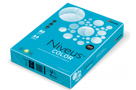Бумага А4 80г/м2 500л цветная Niveus Color, интенсивная синяя
