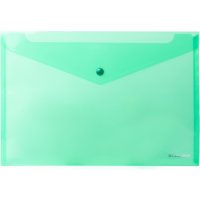 Папка-конверт А4 на кнопке пластиковая прозрачная зеленая, Economix