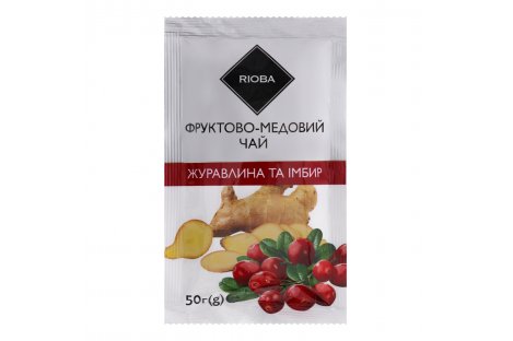 Чай фруктово-медовий Rioba концентрат Журавлина та імбир 50г