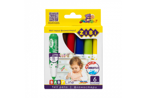 Фломастеры 6 цветов Superwashable Baby Line, Zibi