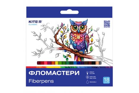 Фломастери 18 кольорів "Classic", Kite