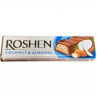 Батончик молочно-шоколадний з мигдалем та кокосовою начинкою 38г, Roshen