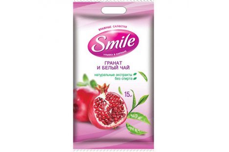 Серветки вологі  15шт "Гранат і білий чай", Smile