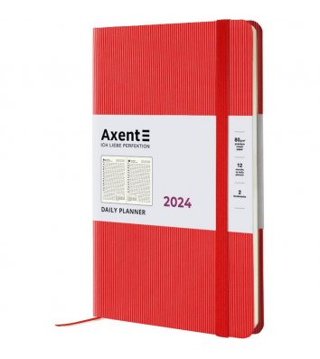Щоденник датований A5 2024 Partner Lines яскраво-червоний, Axent