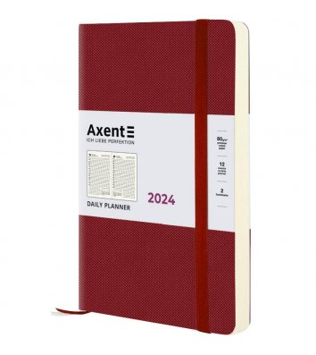 Щоденник датований A5 2024 Partner Soft Diamond бордовий, Axent