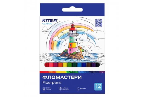 Фломастери 12 кольорів "Classic", Kite