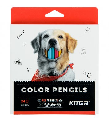 Олівці кольорові 24шт шестигранні "Dogs", Kite